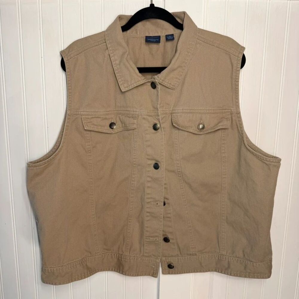Khaki Denim Vest Womens 3X Fall Safari Neutral Westbound Woman